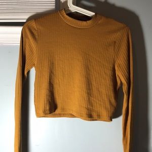 Mustard long sleeve crop top